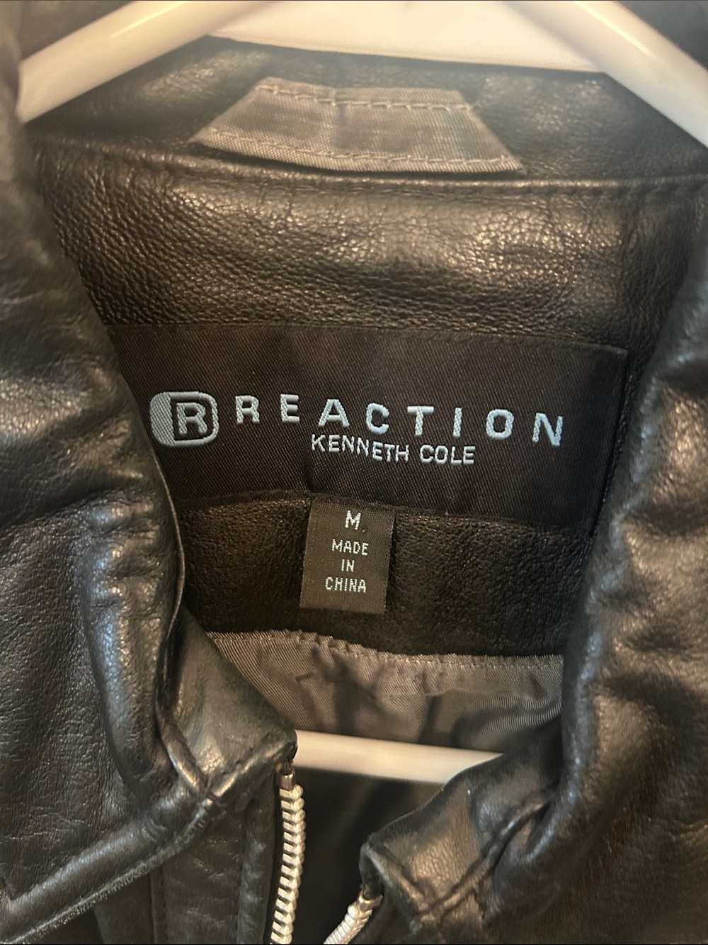 Kenneth Cole Reaction Black Leather Zip Pocket Jacket - Picture 2 of 4